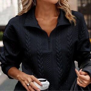 Women's Phoenix Zip Up Cable Textured Sweatshirt, Size XL